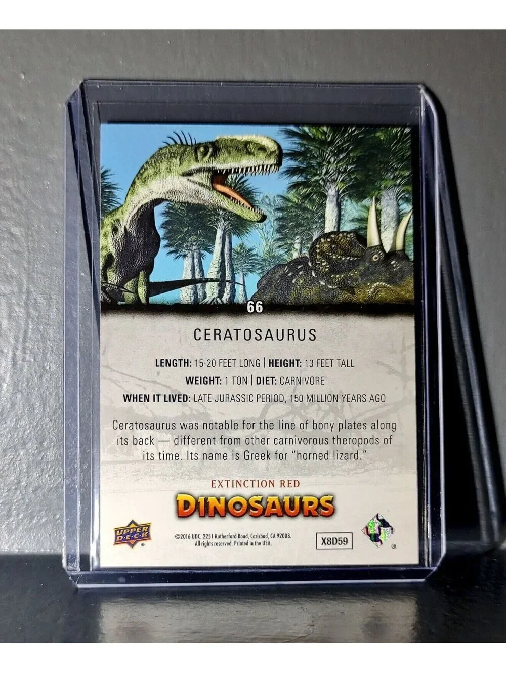 2015 Upper Deck Dinosaurs Ceratosaurus Extinction Red Parallel #66 Card